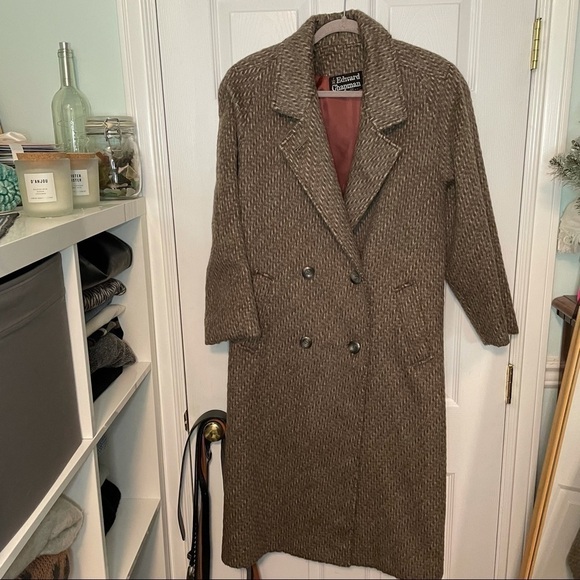 VINTAGE Edward Chapman 100% Mohair Long Peacoat 10 - Picture 1 of 12